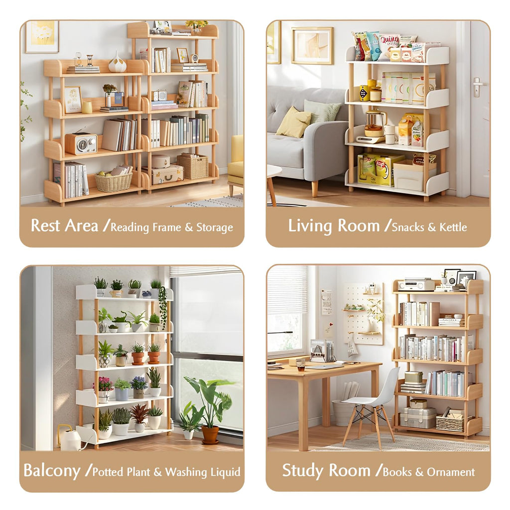 5-Tier Wooden Open Bookcase, Oak
