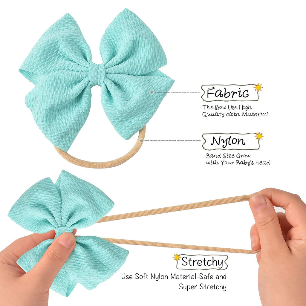 30 Pcs Hair Bows for Baby Girls, 4.5 In Baby Nylon Headbands