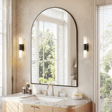 Arched Bathroom Mirror, 24"x36" Wall Mounted Mirror, Vanity Mirrors for Over Sink, Aluminum Alloy Frame Bathroom