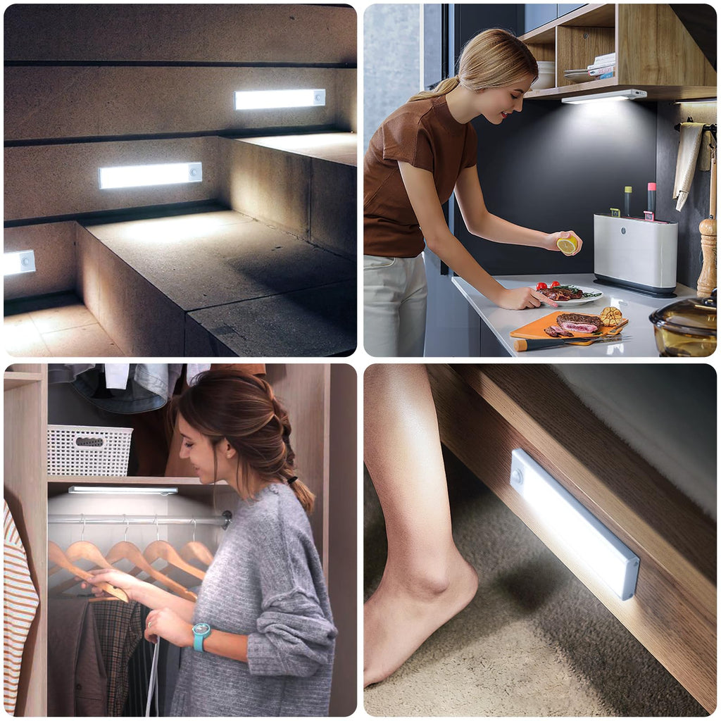 6 Pack Under Cabinet Lighting Wireless, 50 LED Rechargeable Battery Motion Sensor Light Indoor, Stick On Magnetic