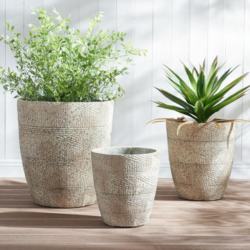 17.7"+13.7"+11.4" Weathered Concrete Planters with Drainage Hole Set of 3