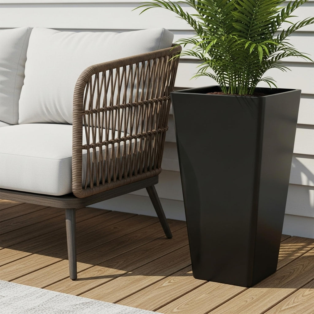 20" Tall Planters Set of 2, Black Tall Plant Pots for Indoor Outdoor