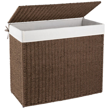 Laundry Hamper with Lid, 140L(35.7 Gal) Large Wicker Laundry Basket , Handwoven Paper Rope Clothes Hamper with