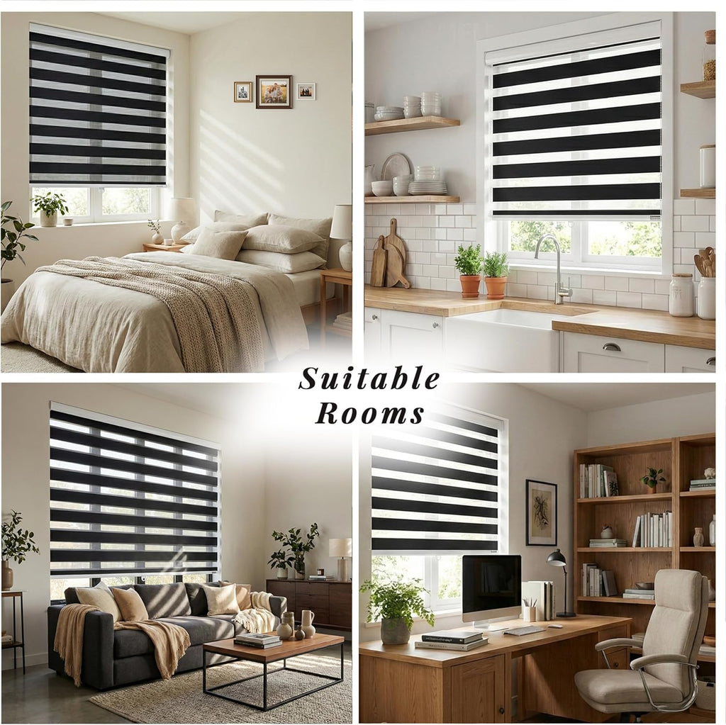 Custom Size Zebra Blinds for Indoor Window Roller, Zebra Shades for Windows Privacy Light Filtering Shades