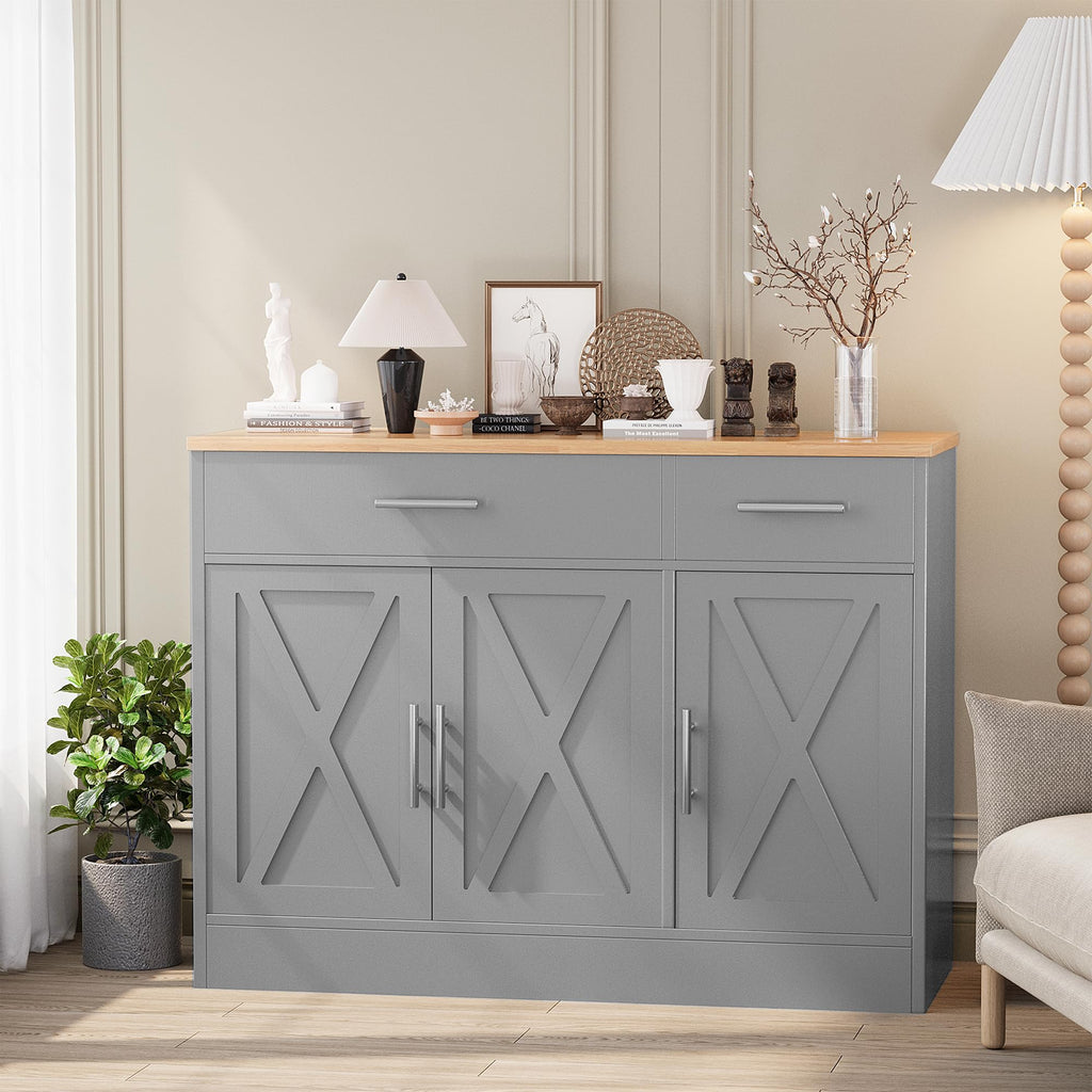 42" Buffet Cabinet with Storage, Kitchen Barn Door Cabinet