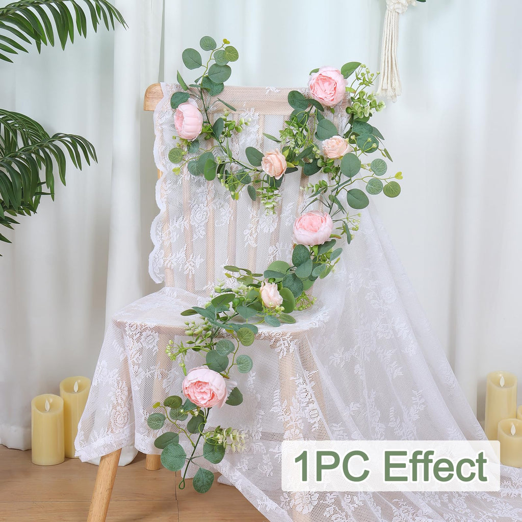 Artificial Eucalyptus Flower Garlands, Light Pink, 2PCS