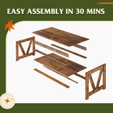 Coffee Table, 43" Farmhouse Coffee Table with Storage Shelf & Sturdy V-Shaped Support, Wood Center Table and Balco...