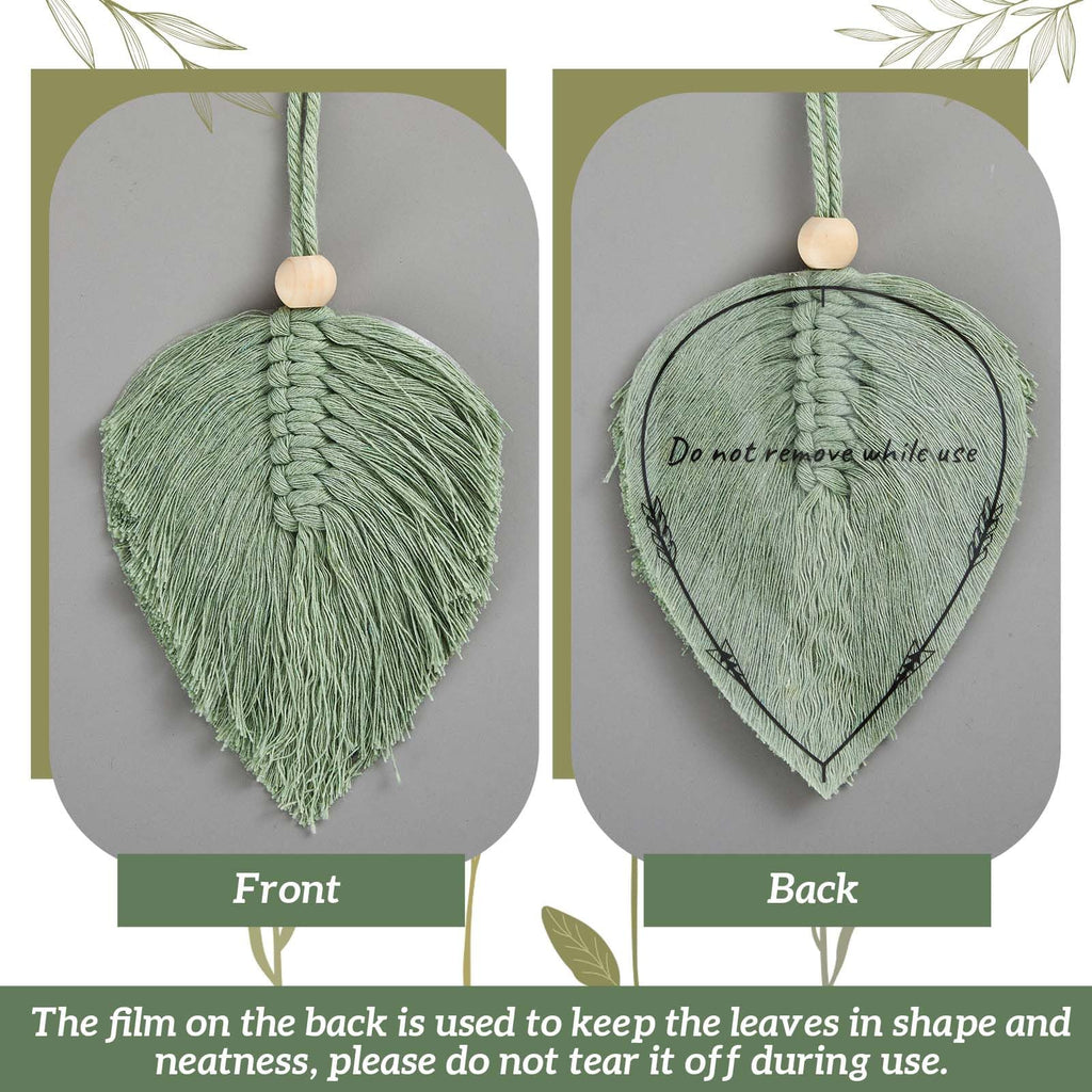 30 Pcs Large Macrame Wall Hanging 71 x 30'' Green Tapestry Boho Home Decor With Light Bohemian Leaf Tapestry