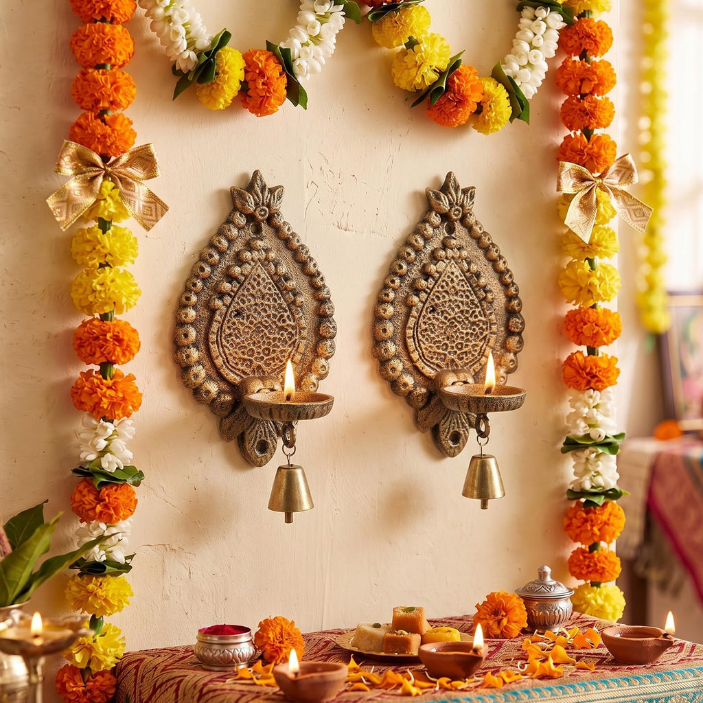 2 Set Diwali Hanging Diya Lamp Wall Candle Holder, Classic