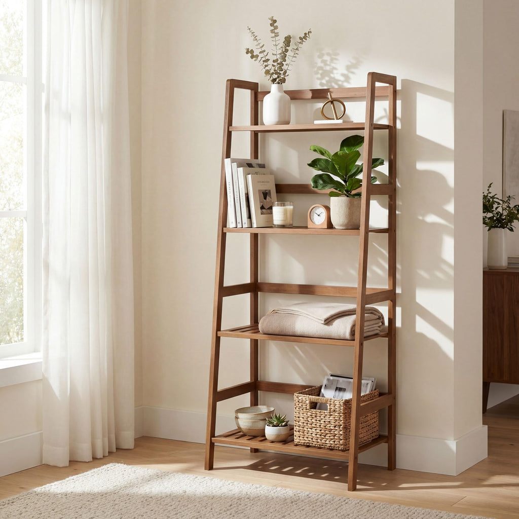 4-Tier Ladder Shelf, Bamboo Plant Stand Rack