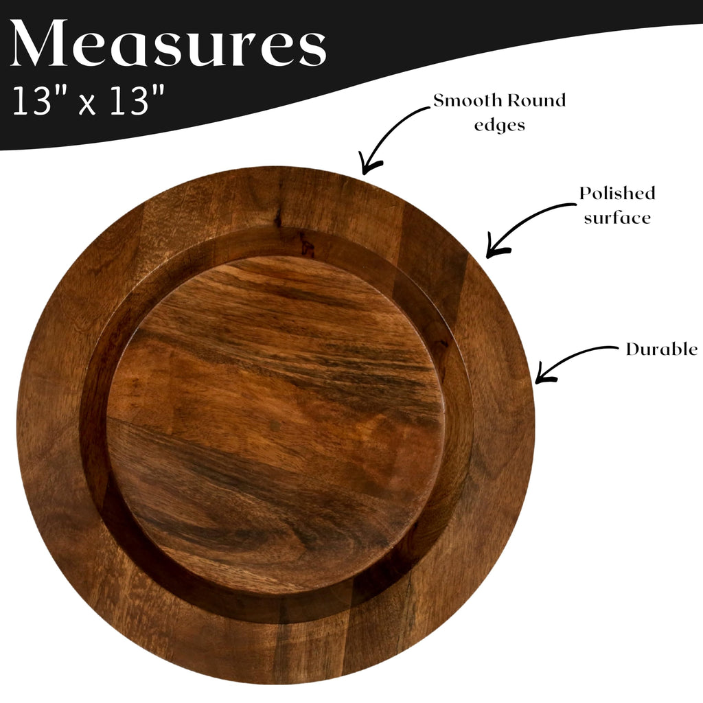 Mango Wood Charger Plates, 13 in, Set of 2