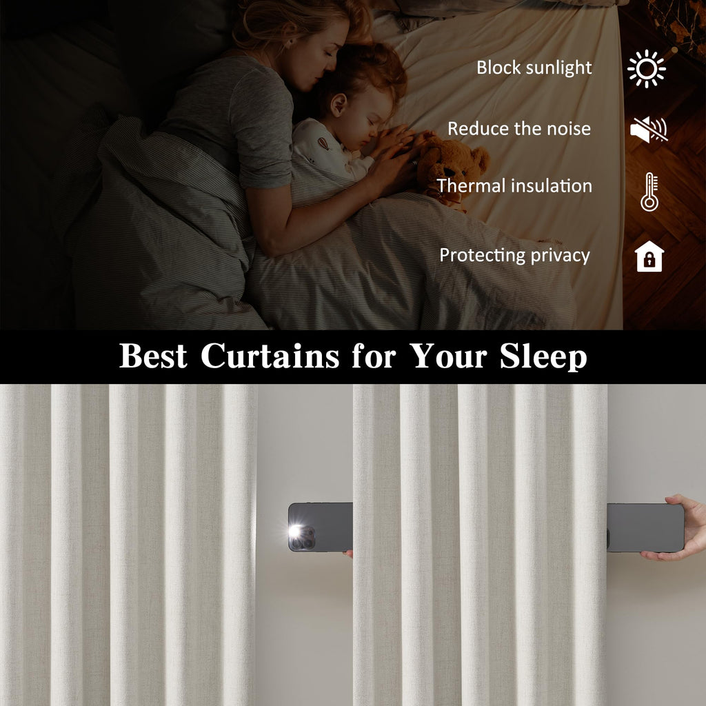 130 Inch Blackout Curtains 2 Panels Set, Natural Birch 50"x130"