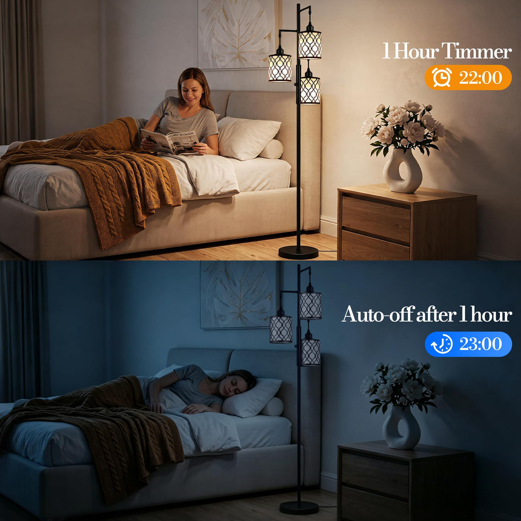 73" Dimmable Floor Lamps, Standing Lamp with Remote, Black