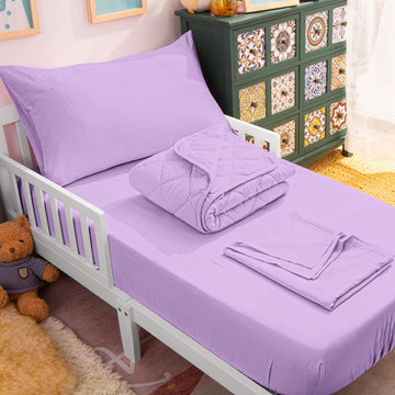 Toddler Microfiber Bedding Set, 4 Piece, Lavender