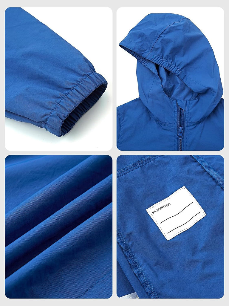 Boys Girls Windbreaker Hooded Jacket Lightweight Packable Rain Coat
