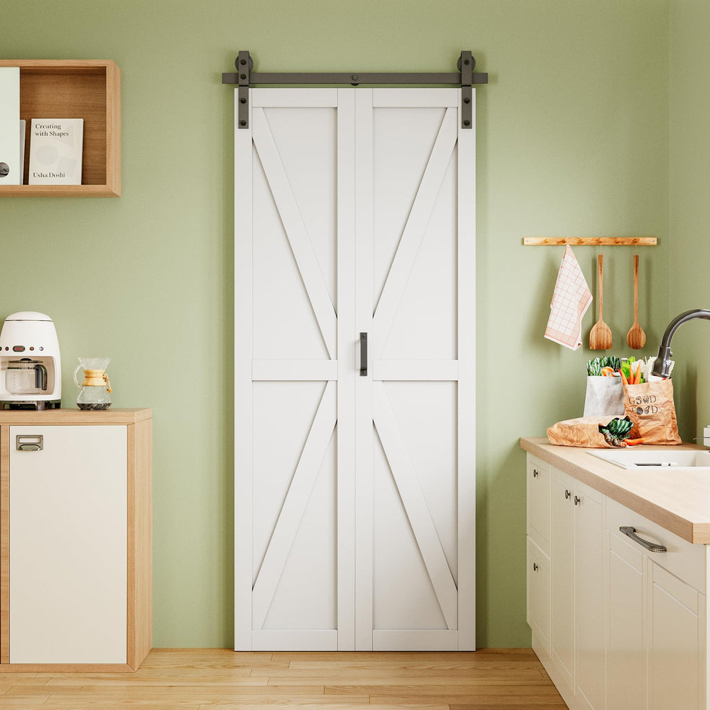 25" x 84" Pre-Assembled Solid Core Panels Bifold Barn Door and Hardware