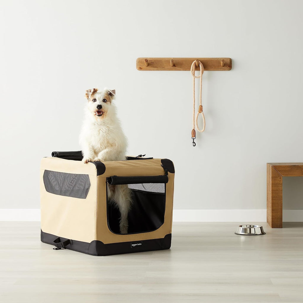 Portable Folding Soft Dog Crate, Double Door, Collapsible Travel Kennel, Easy to Assemble, Medium