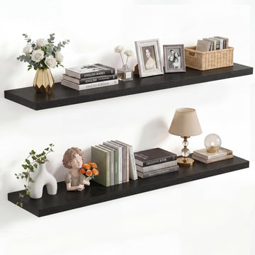 10 Inch Deep Floating Shelves 40" Set of 2, Black