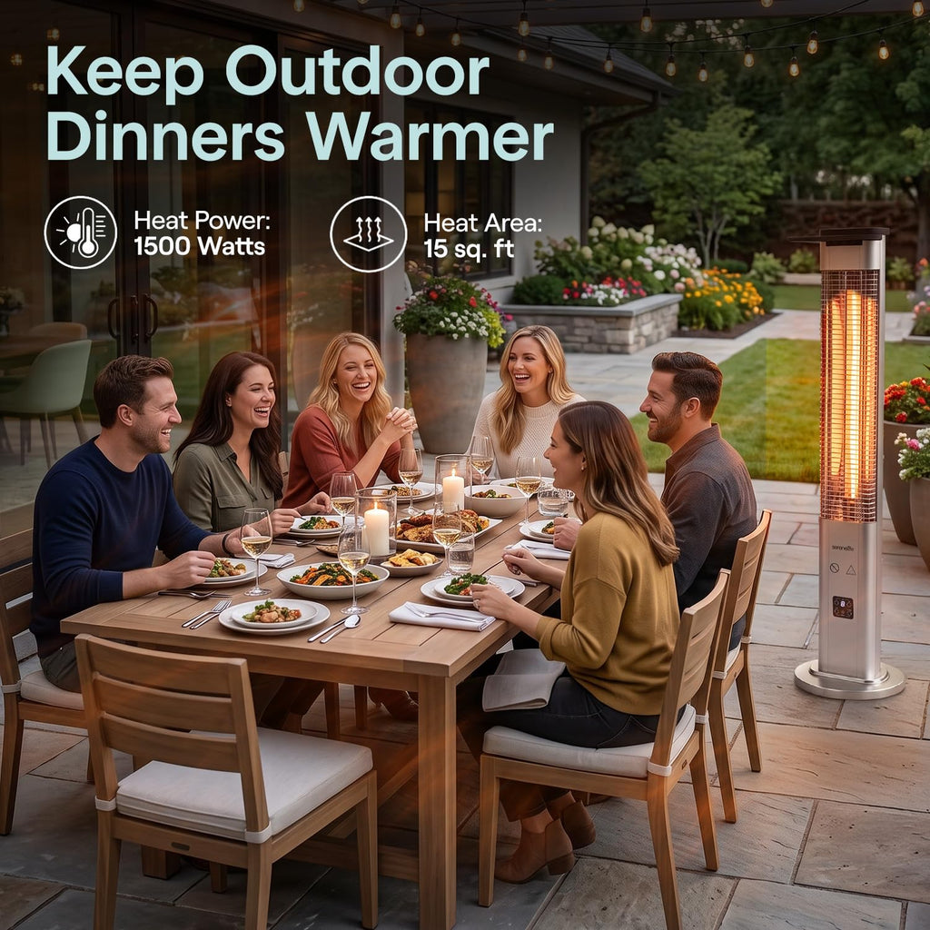 Outdoor Electric Patio Heater - 900W Infrared Heater with Remote, Aluminum Reflector, Waterproof Design, IP65