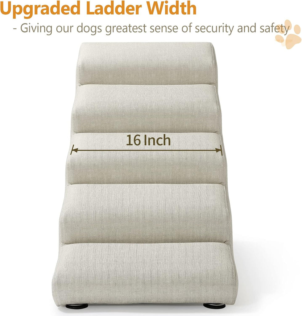 Imitation Linen Faux Leather Dog Stairs, for Pets up to 150 lbs, Waterproof, Scratch Resistant Pet Steps/Stairs