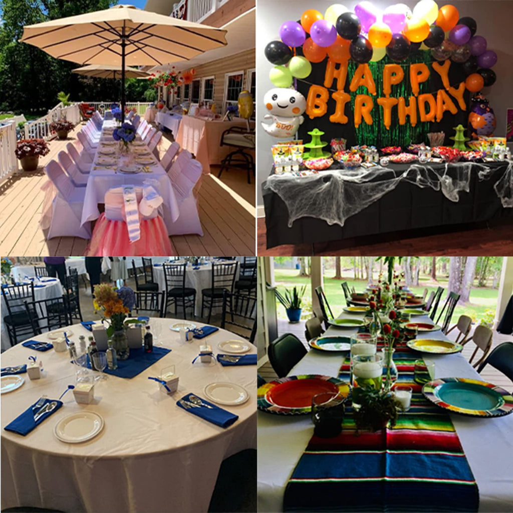 6 Pack Rectangle Tablecloth 60 x 120 Inches White Table Cloth Stain and Wrinkle Resistant Washable Polyester Fabric
