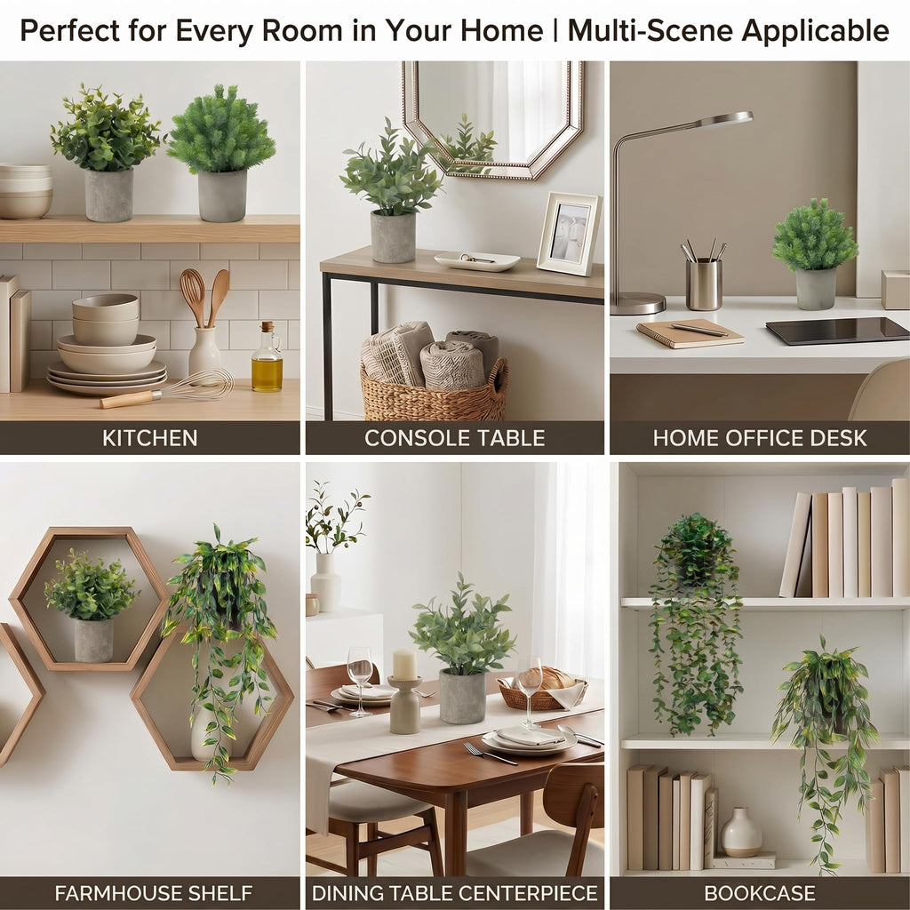 Artificial Hanging Plants 5 Pack - Small Fake Potted Ivy Plants for Indoor or Outdoor Décor, Wall Shelf Home Office
