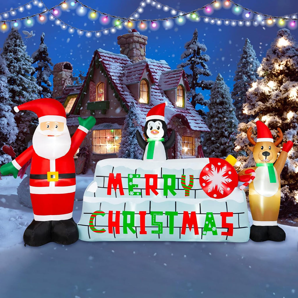 10FT Christmas Inflatable Outdoor Decoration, Merry Christmas Inflatable Banner Blow Up Yard Decorations Inflatable