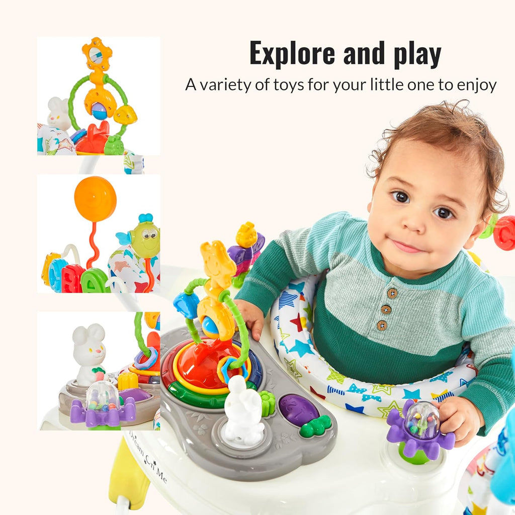 In-1 Baby Activity Center & Bouncer Jumper, 360° Rotating Seat, Height Adjustable, 12 Melodies with Lights &