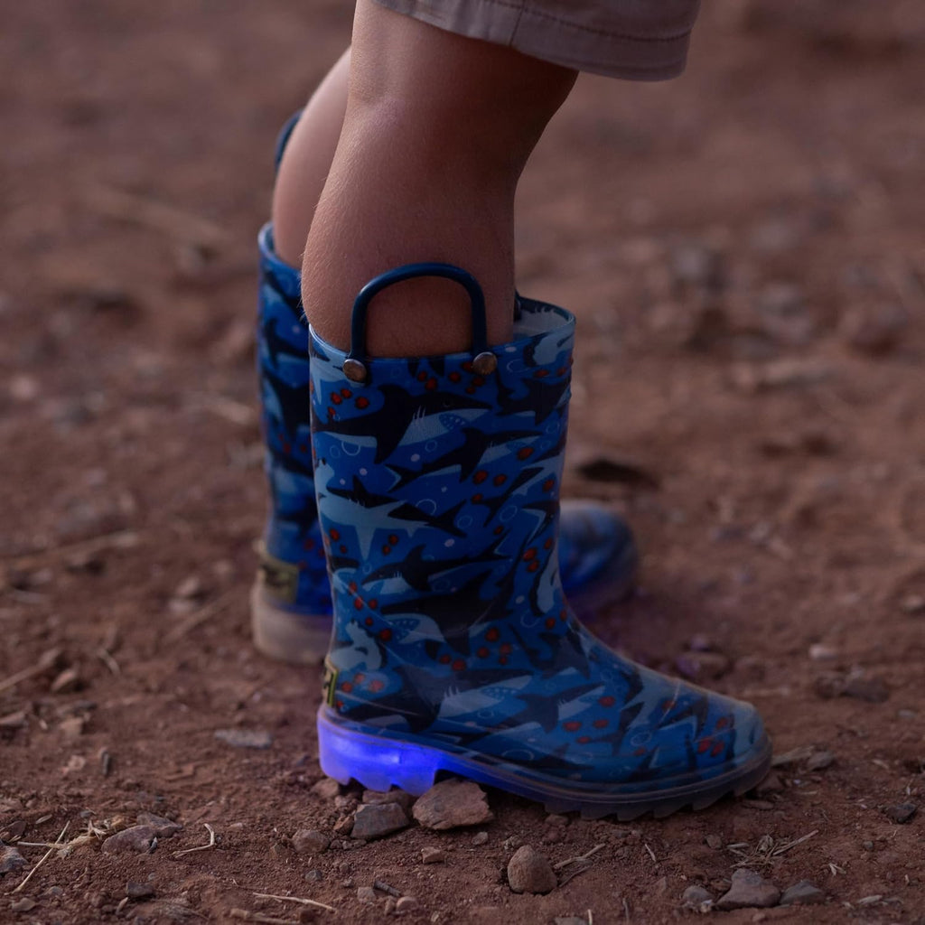 Lighted Waterproof Pull On Rain Boot for Boys and Girls
