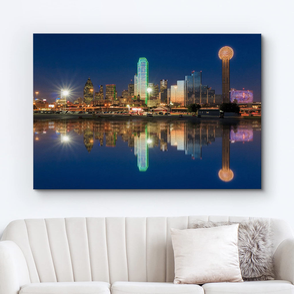 Canvas Print Wall Dallas, Texas City Skyline Reflection Architecture & Maps Cityscape Photography Realism Global