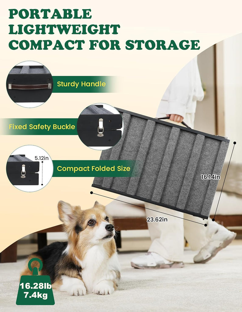 Dog Ramp for Small & Medium Dogs Foldable Pet Ramp for Bed (Black)