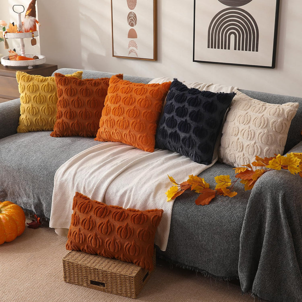Fall Pillow Covers 24x24 2Pcs Rust Pumpkin Fall Decorations