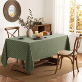 Olive Green Linen Table Cloth Rectangle Tablecloth Waterproof Spring Spillproof Cross-Star Textured 