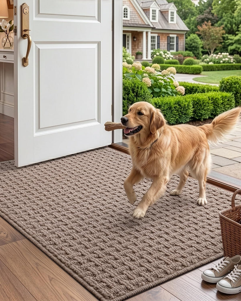 Washable Door Mat Indoor Entrance 24x36, Entryway Doormats, Beige | Low Profile, Dirt-Trapping & Absorbent, Non Slip