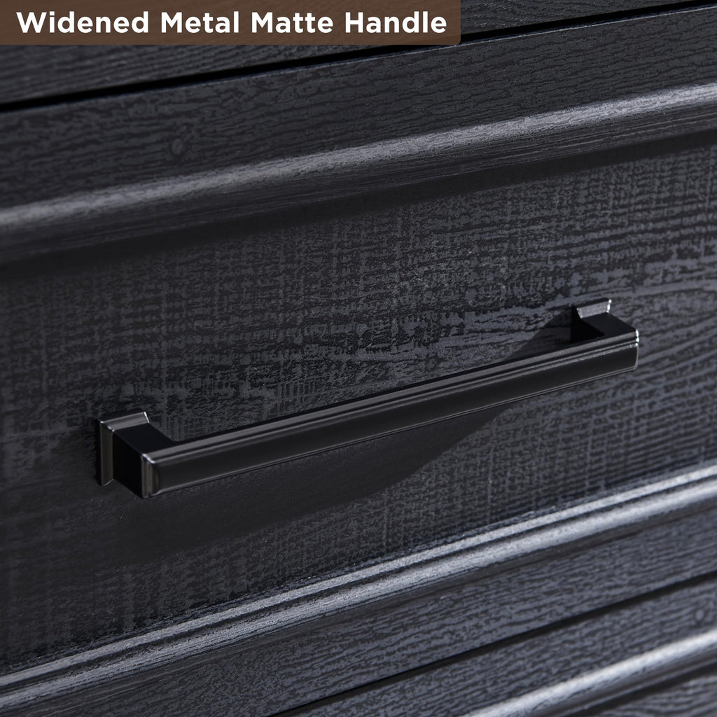 Farmhouse 5 Drawers Dresser Chests, Black