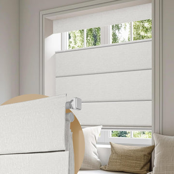 No Drill Cordless Roman Shades for Windows, No Fray Blackout Top Down Bottom Up Roman Blinds No Tools,Easy Install