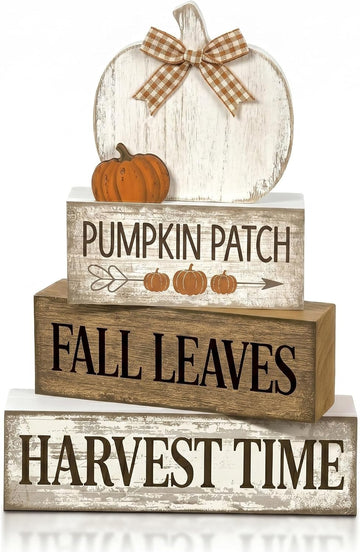 Vintage Harvest Pumpkin Fall Decor, Fall Decorations - Set of 4