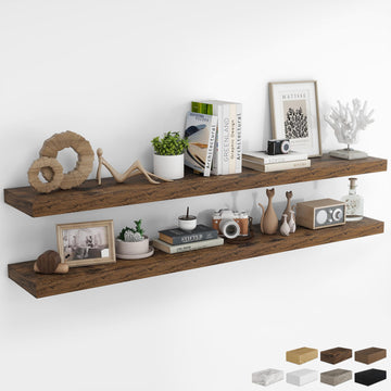 72Inch Floating Shelves for Wall 2Pack|Rustic Brown|8" D