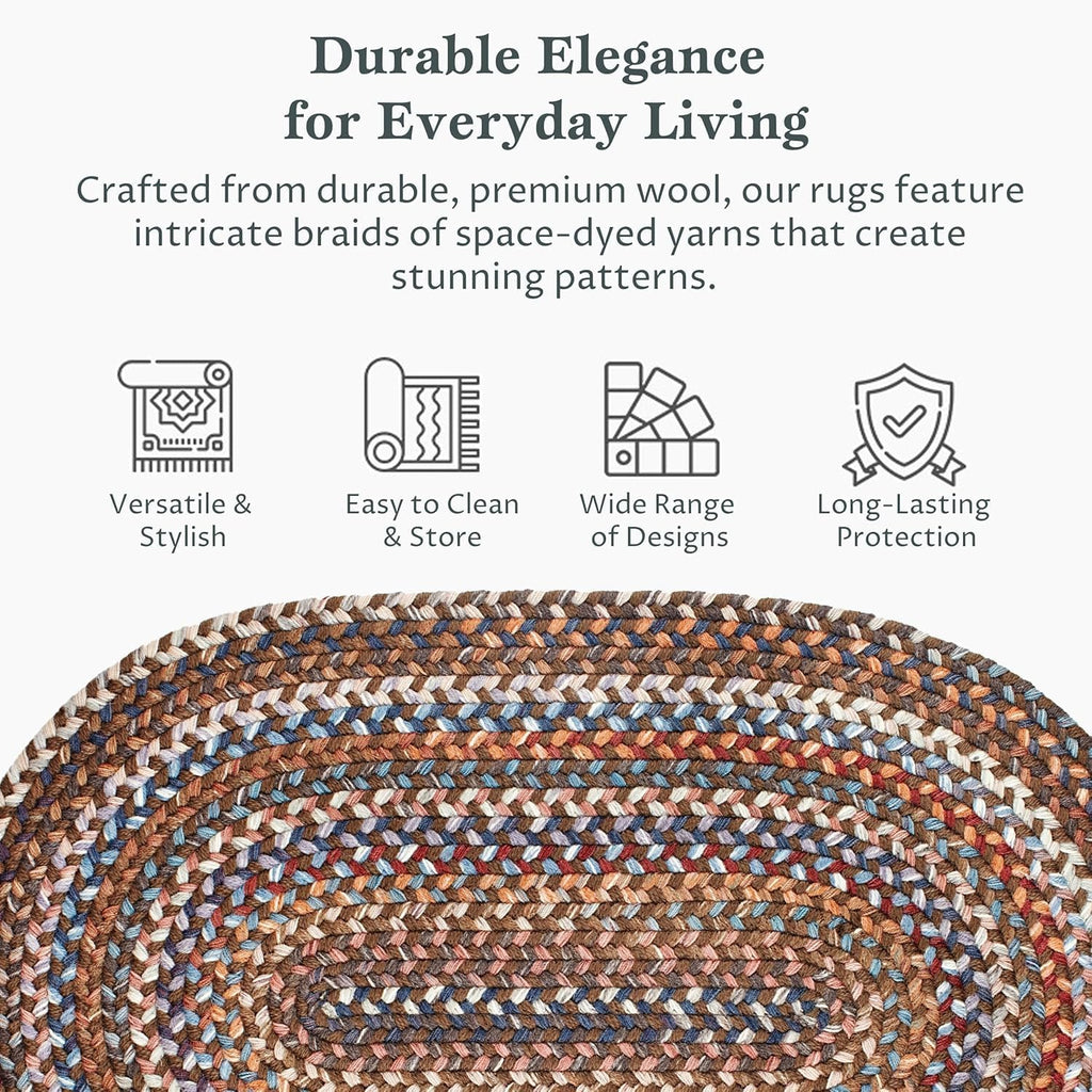 Ascot AC32 Walnut 2' x 3' Oval - Braided Area Rug, Home Decor, Floor Mat or Bedroom Rug - Easy Care, Ideal for High