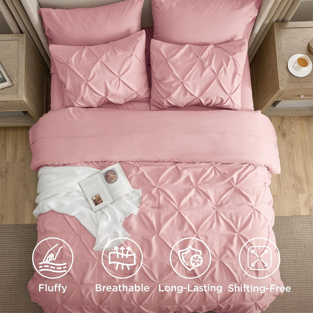 7-Piece King Comforter Set & Sheets, Pink King Bedding