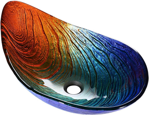 Aquaterior Tempered Glass Bathroom Vessel Sink Waterdrop Artistic Vanity Above Counter Top Mount Basin Victorian Era