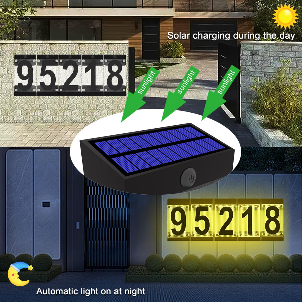 Solar House Numbers for Outside, 3D Acrylic Number Colorful light Remote Control, Solar Address Sign, Lighted Modern