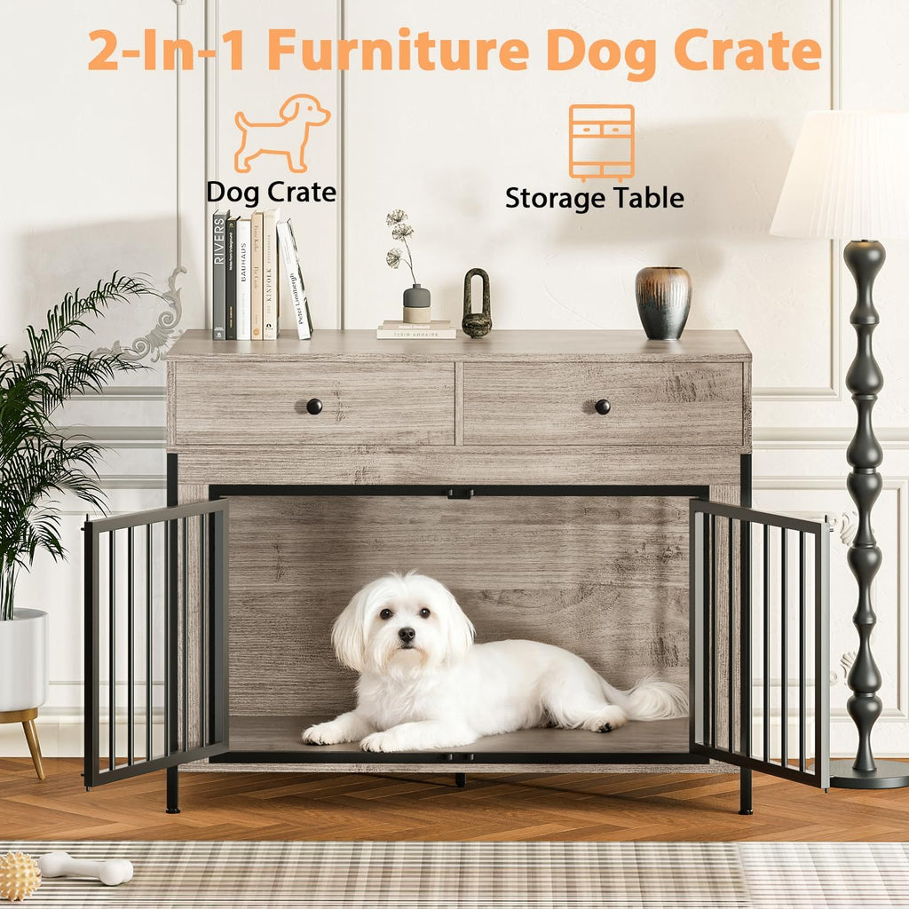 Dog Crate Furniture with Storage Drawers