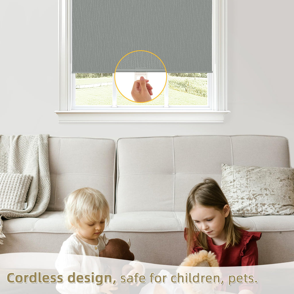 Blackout Roller Shades for Window, Cordless Pull Down Blinds