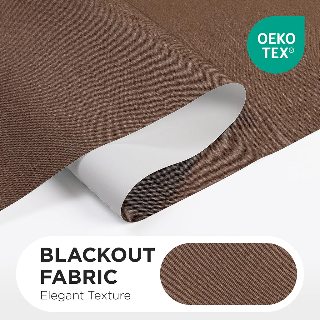 100% Blackout Roller Shades Cordless Blinds for Windows, Free-Stop Shades, UV Protection, Natural Woven Blinds