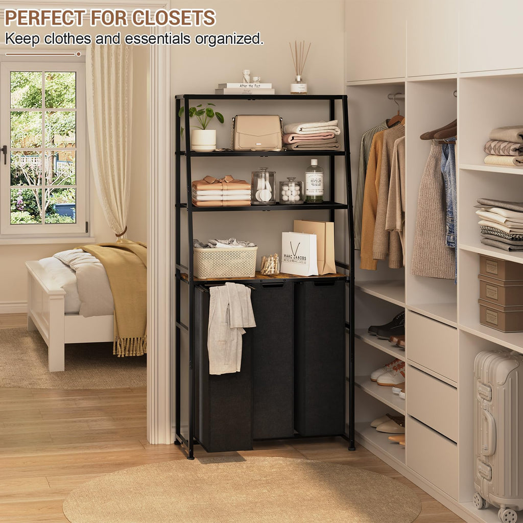 Hamper 3 Section, 4 Tier Laundry Basket Organizer
