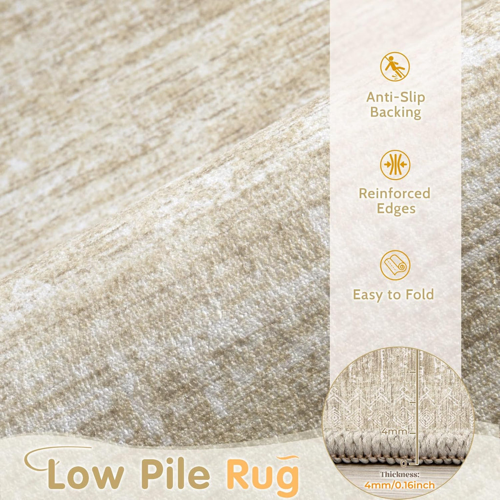 Washable Rug 8x10 Area Rugs: Modern Geometric Rugs for Living Room Non Slip Soft Low Pile Moroccan Indoor Carpet for