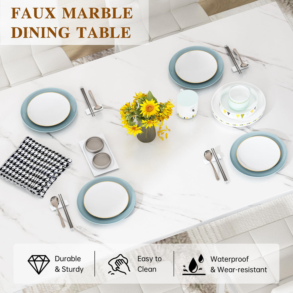 Dining Table Set for 4, Kitchen Table and Chairs Set, White