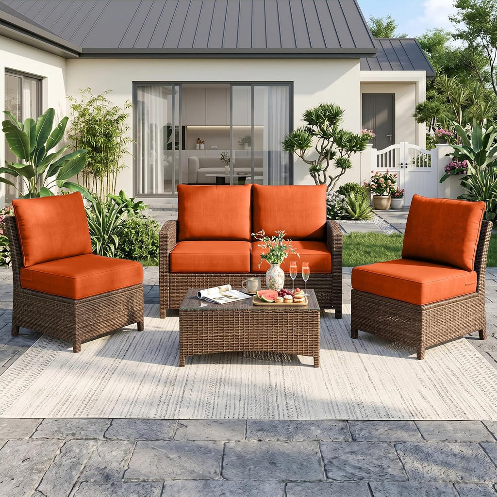 Luxury Outdoor Seat Cushion Set-22 x 24 x 6 Inch Outdoor Chair Cushions with Water Resistant & Removable Cover