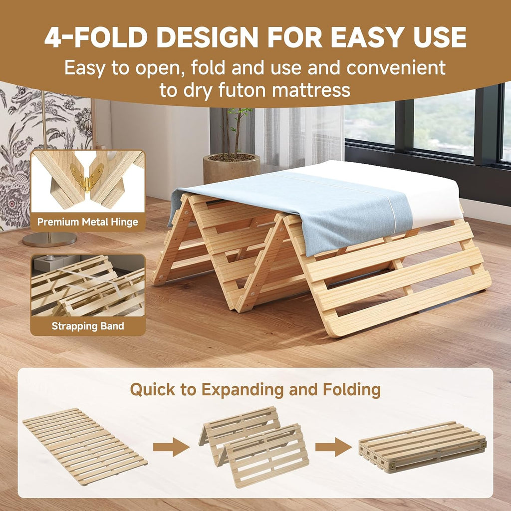 Floor Bed Frame, Foldable Tatami Bed Frame Futon Frame